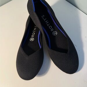 Rothy's Black Knit Ballet Flats with Subtle Blue Trim